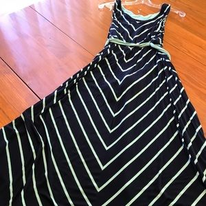Liz Lange Maternity navy and teal striped  dress